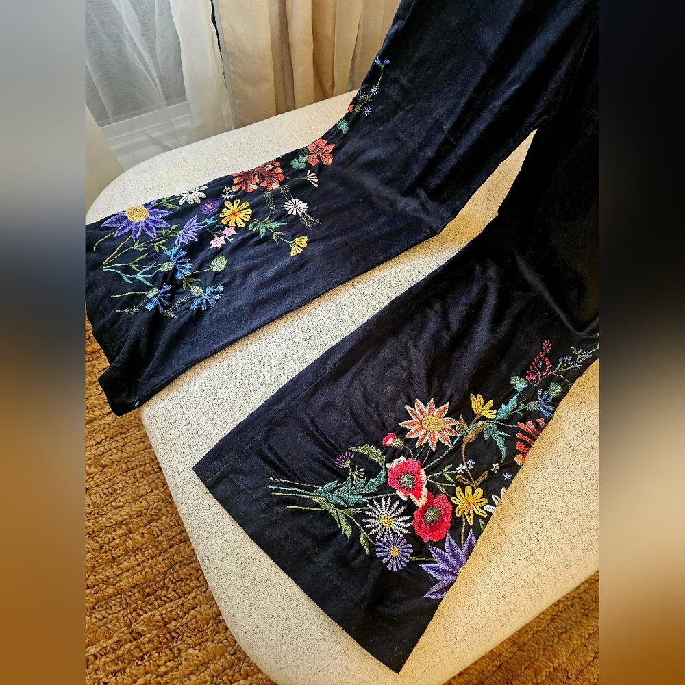 CHASING UNICORNS DANCING QUEEN BLACK FLORAL EMBROIDERED JUMPSUIT - Picture 6 of 8